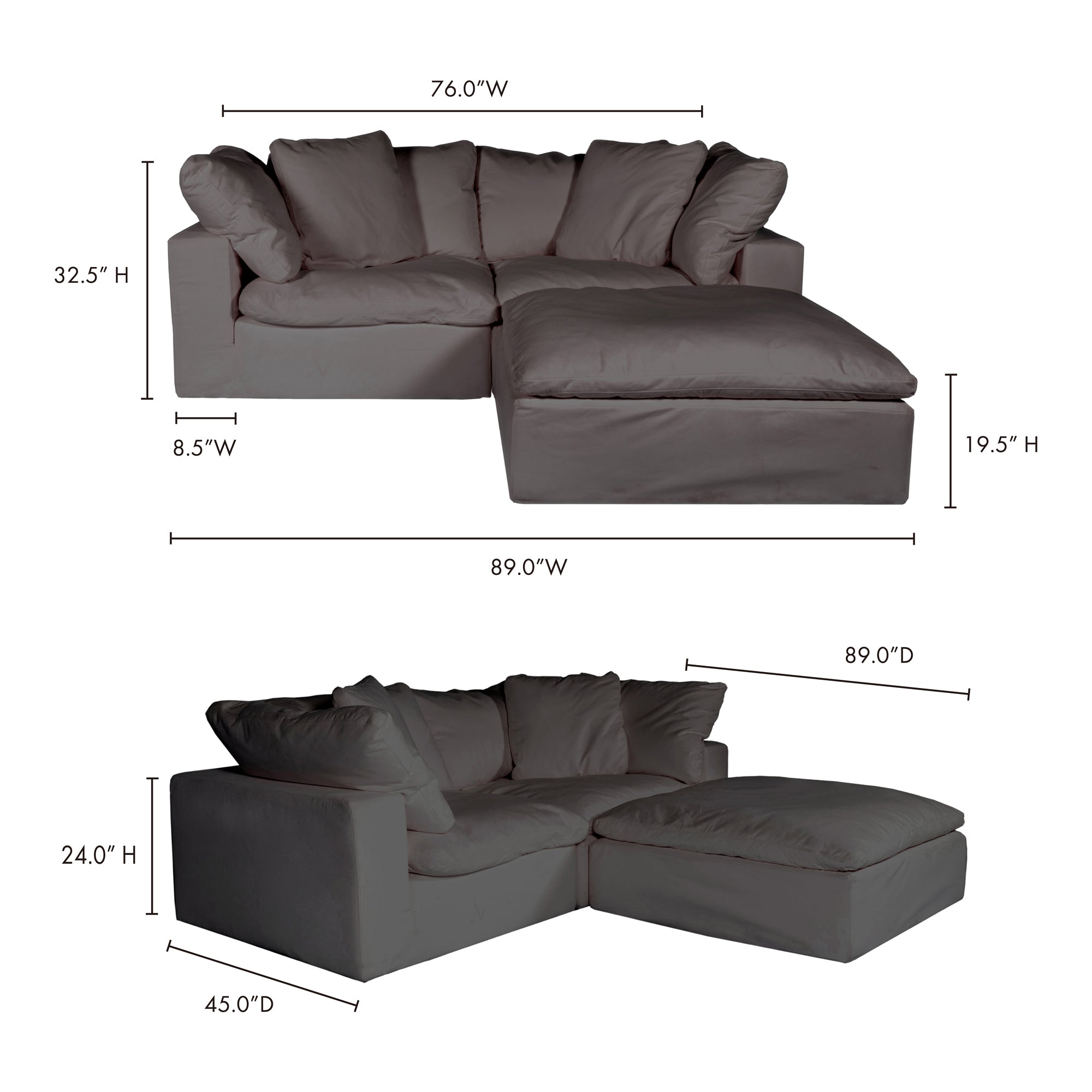 Clay Nook Modular Sectional Light Grey