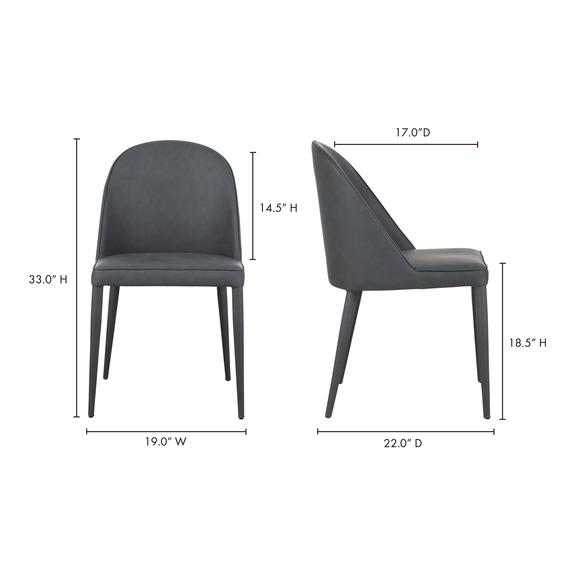 Burton Dining Chair Black Fade Vegan Leather - Set Of Two
