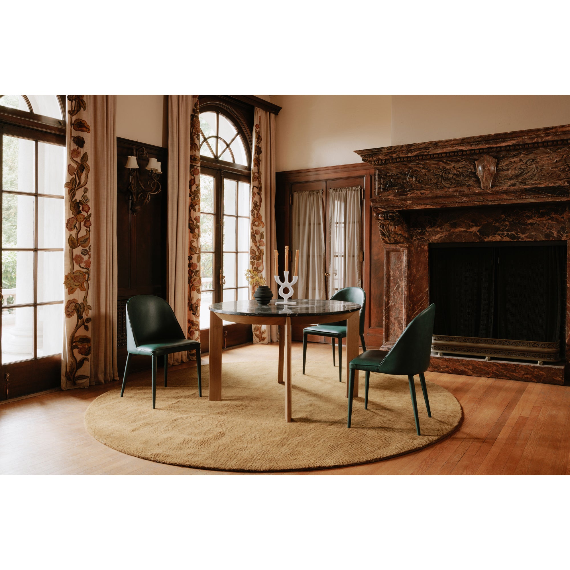 Burton Dining Chair Dark Teal Vegan Leather - Set Of Two