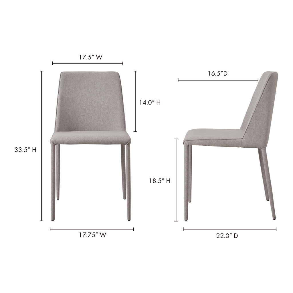 Nora Dining Chair Light Grey - Set Of Two