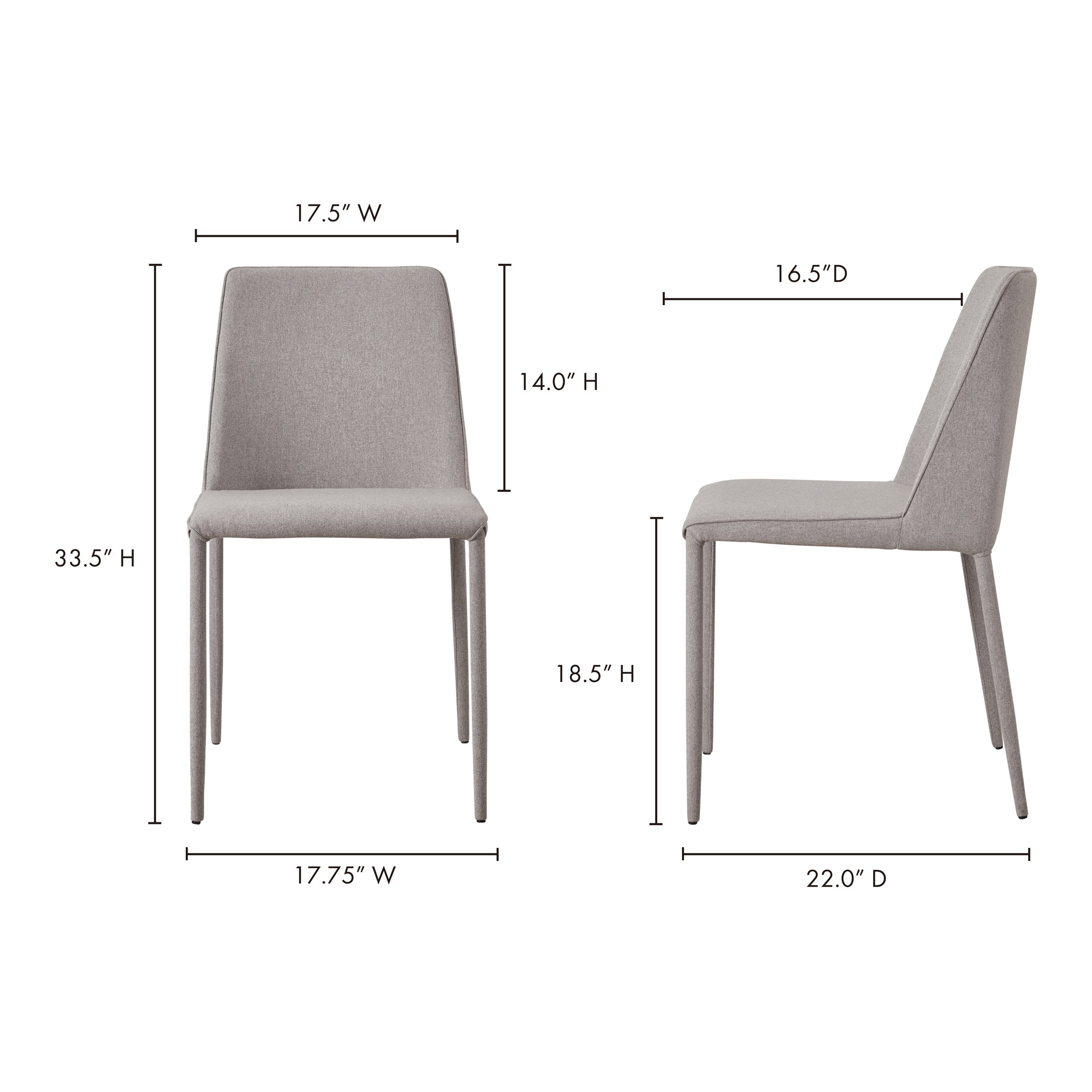 Nora Dining Chair Light Grey - Set Of Two