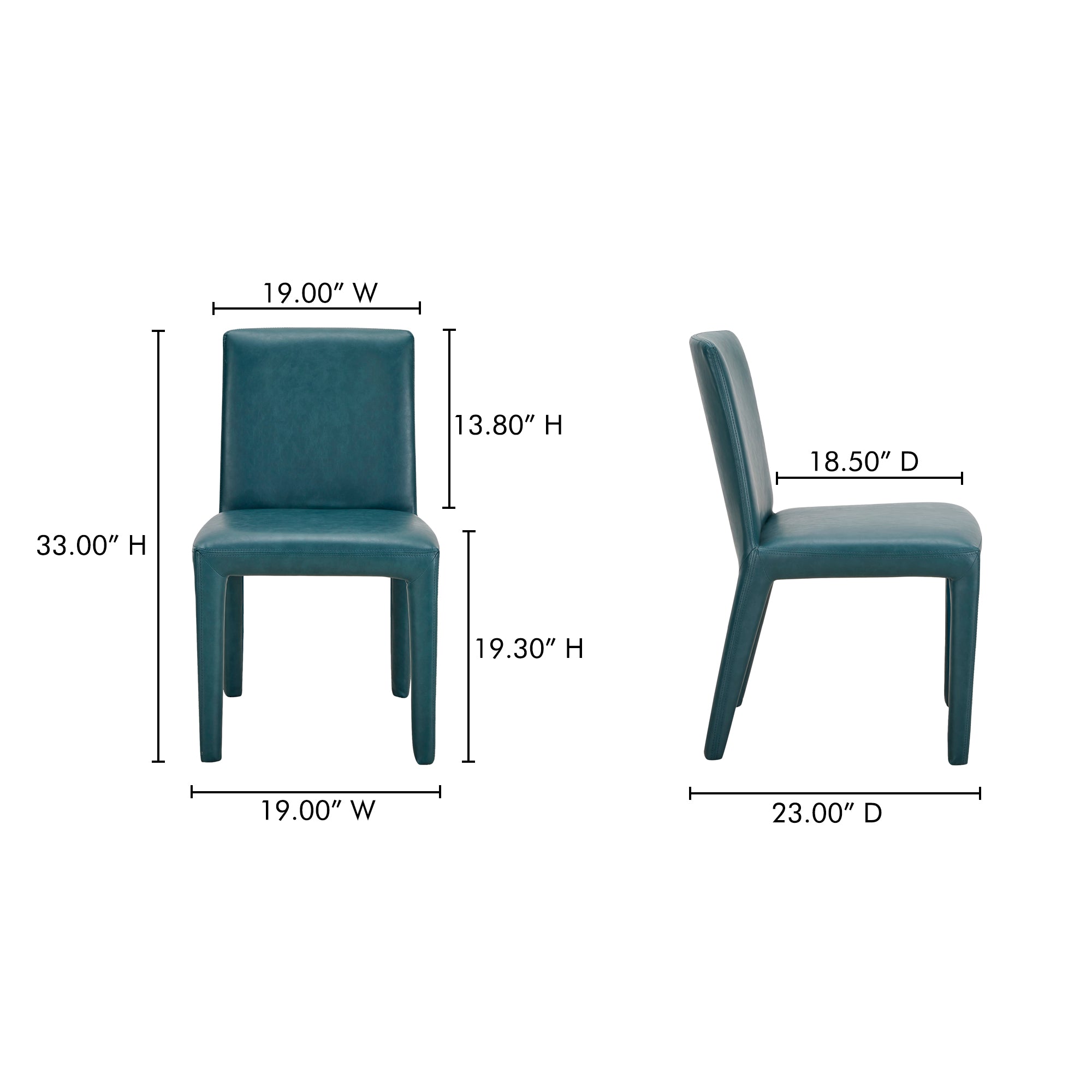 Monte Dining Chair Teal Vegan Leather - Set Of Two