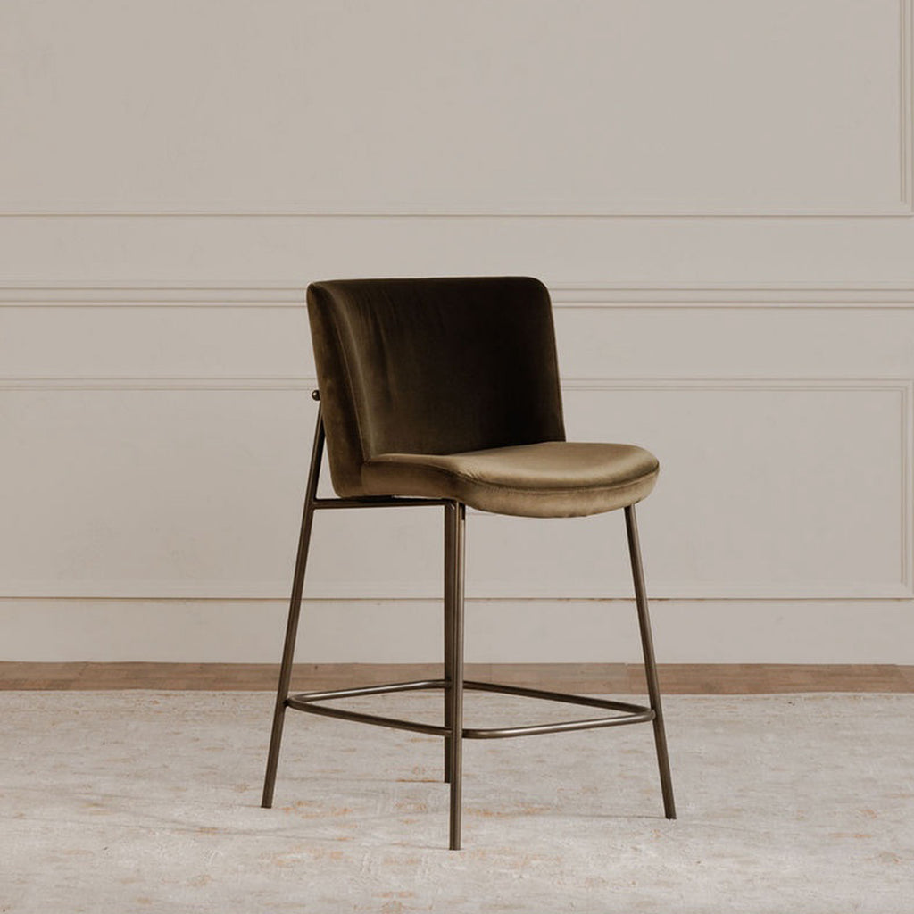 Early Counter Stool Faux Green Mohair