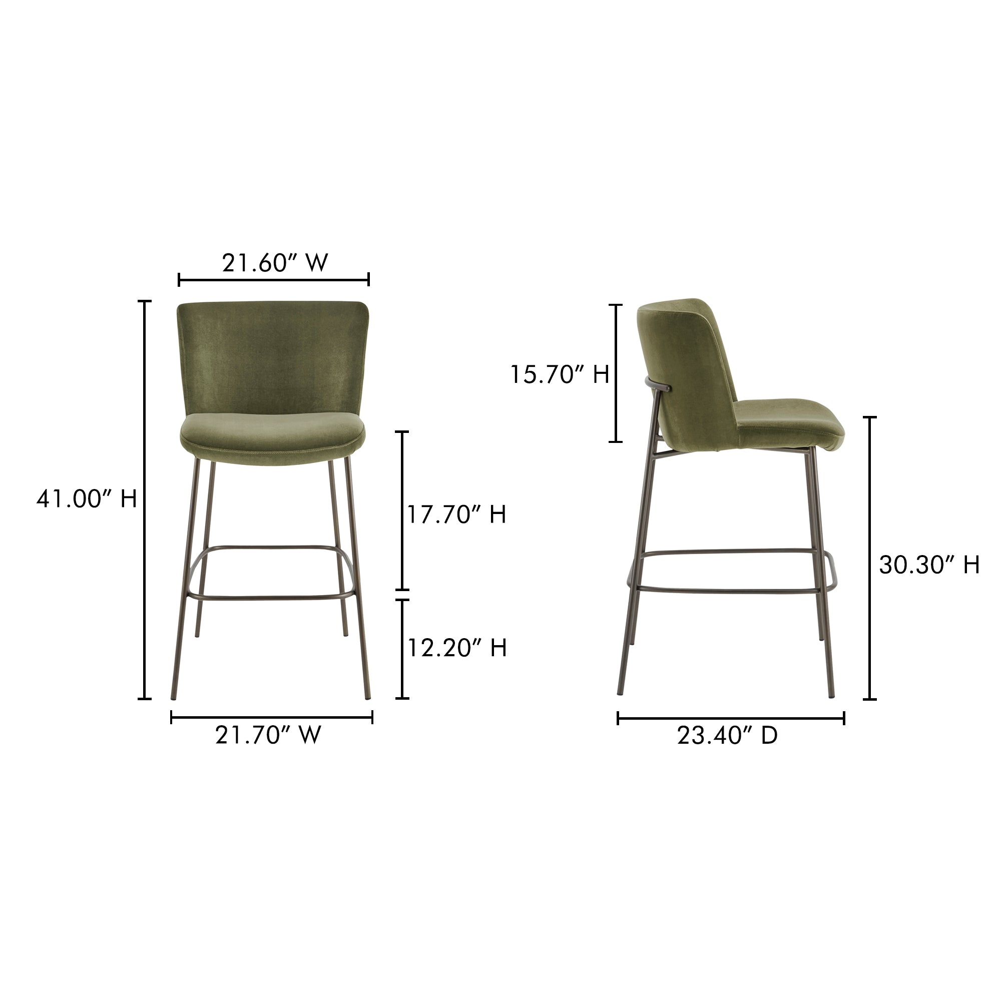 Early Bar Stool Faux Green Mohair
