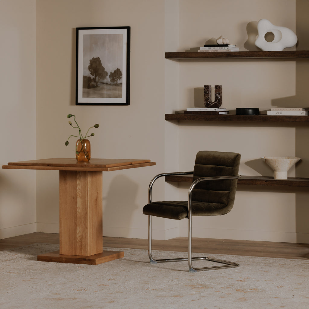 Pedro Dining Chair Green Mohair Set of Two