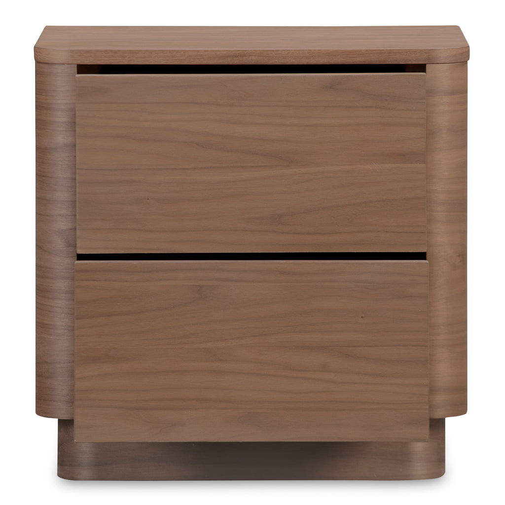 Round Off Tall Nightstand Walnut Brown