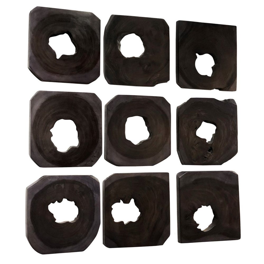 Bahati Wood Wall Decor in Ebony Set/9