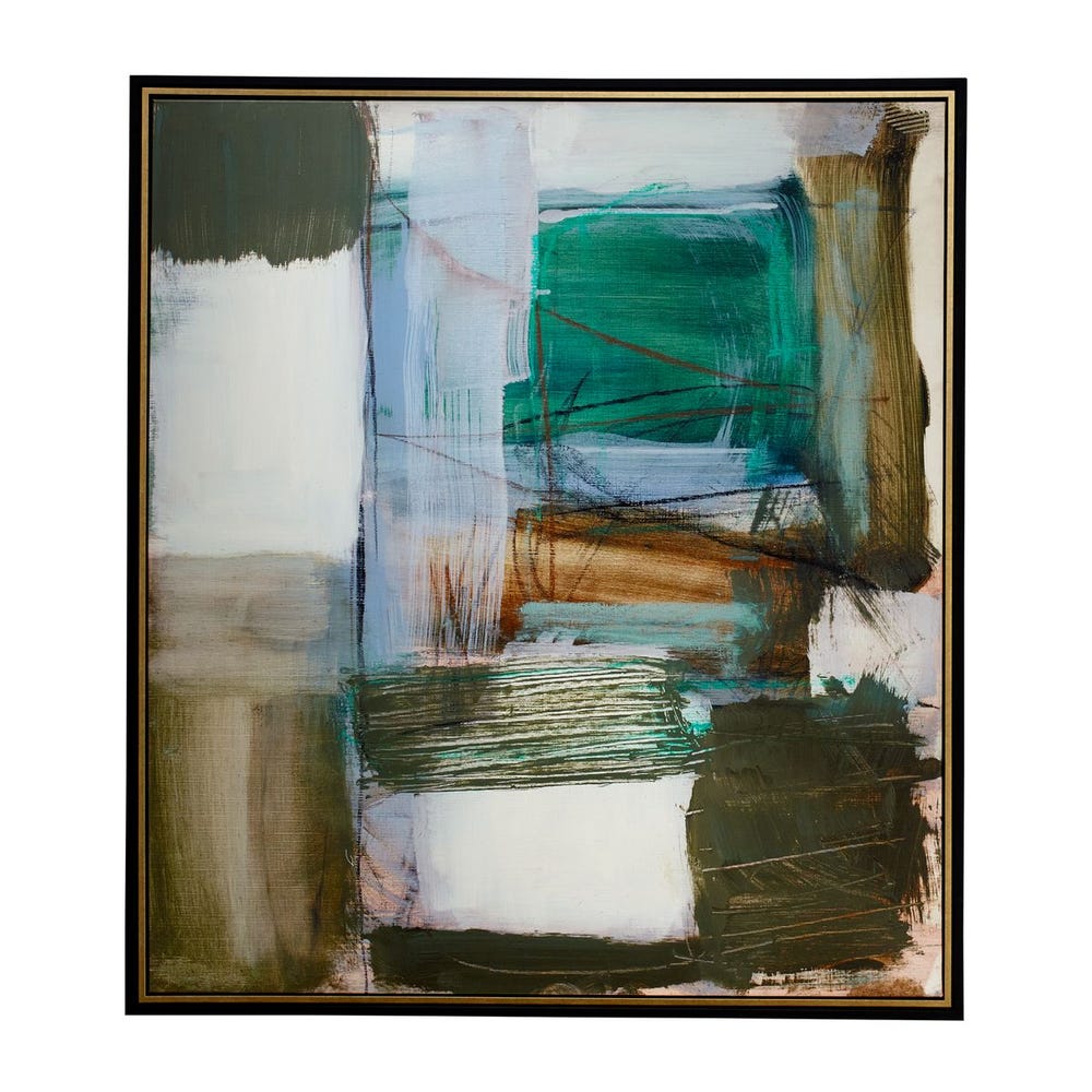 Green Fields Framed Canvas