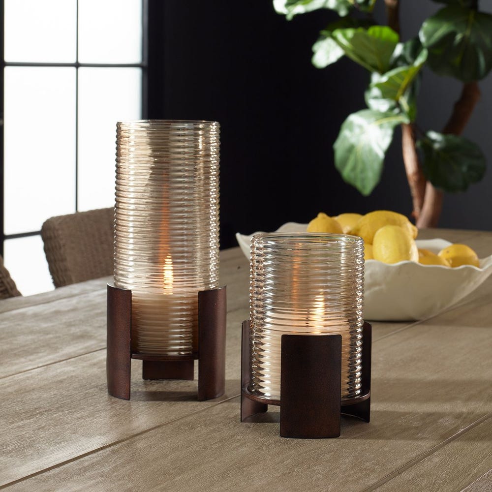Fluted Fire Candleholders Set/2