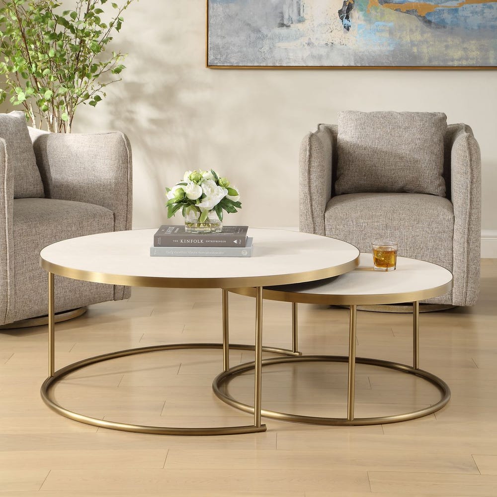 Aragon White Nesting Coffee Tables Set/2