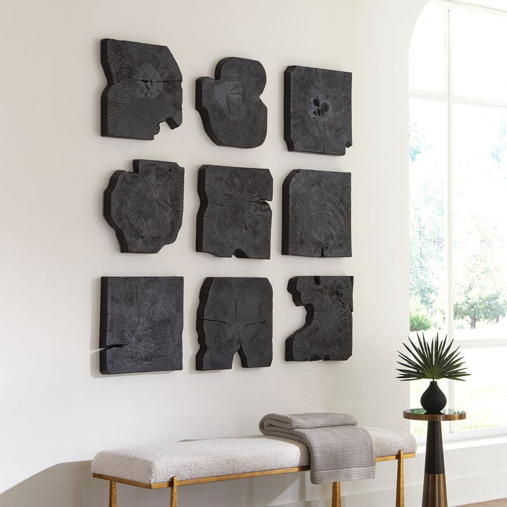 Bahati Wood Wall Decor in Black Set/9