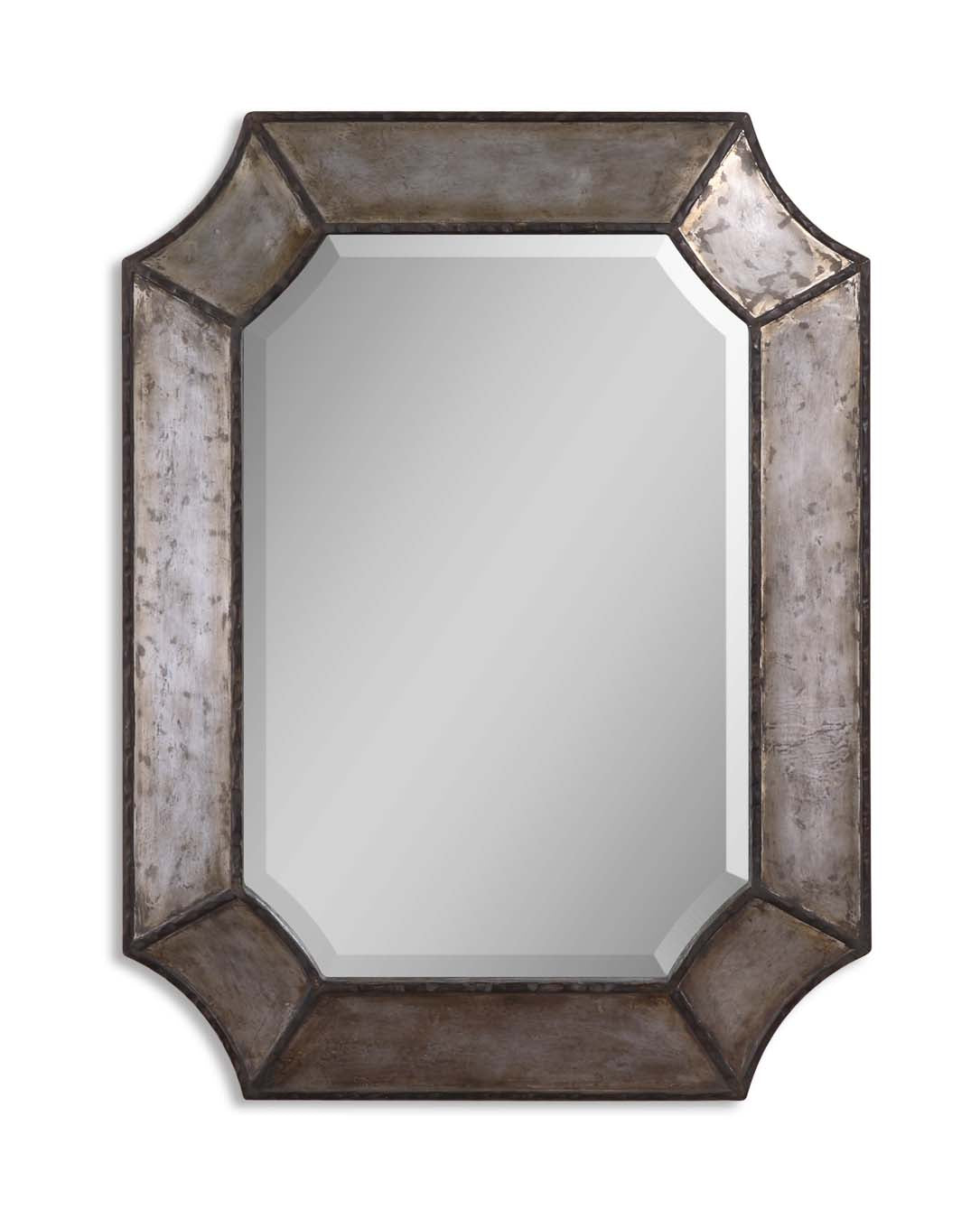Frame Is Made Of Distressed, Hammered Aluminum With Burnished Edges And Rustic Bronze Details. Mirror Has A Generous 1 1/4...