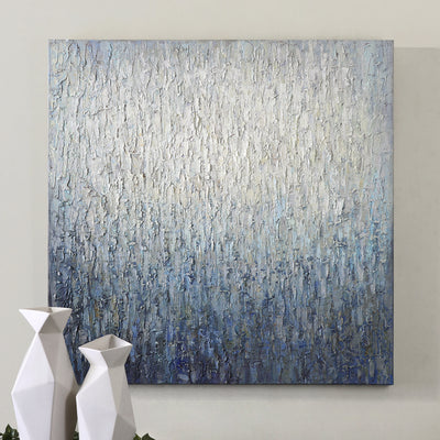 Contemporary Style Emanates From This Hand Painted Abstract Artwork On Canvas. This Piece Features Lush Texture Detailing ...
