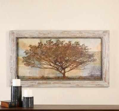 Reminiscent Of The African Marula Tree, This Oil Reproduction Features A Hand Applied Brushstroke Finish. Light Gray And S...