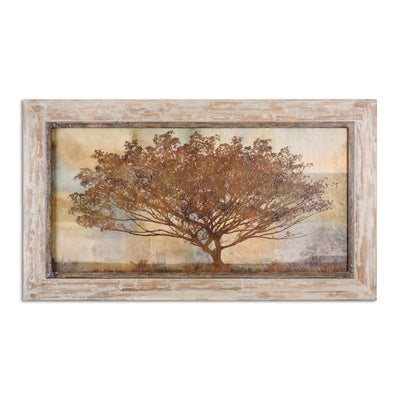 Reminiscent Of The African Marula Tree, This Oil Reproduction Features A Hand Applied Brushstroke Finish. Light Gray And S...