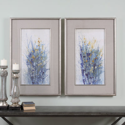 These Vibrant Prints Showcase A Modern Interpretation Of Traditional, Floral Artwork. Saturated Indigo Hues Give These Pie...