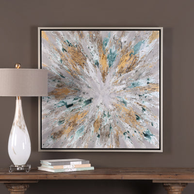 This Stunning Piece Of Artwork Will Bring A Vibrant, Expressive Quality To Any Design. A Rich Burst Of Gray And Teal Is Me...