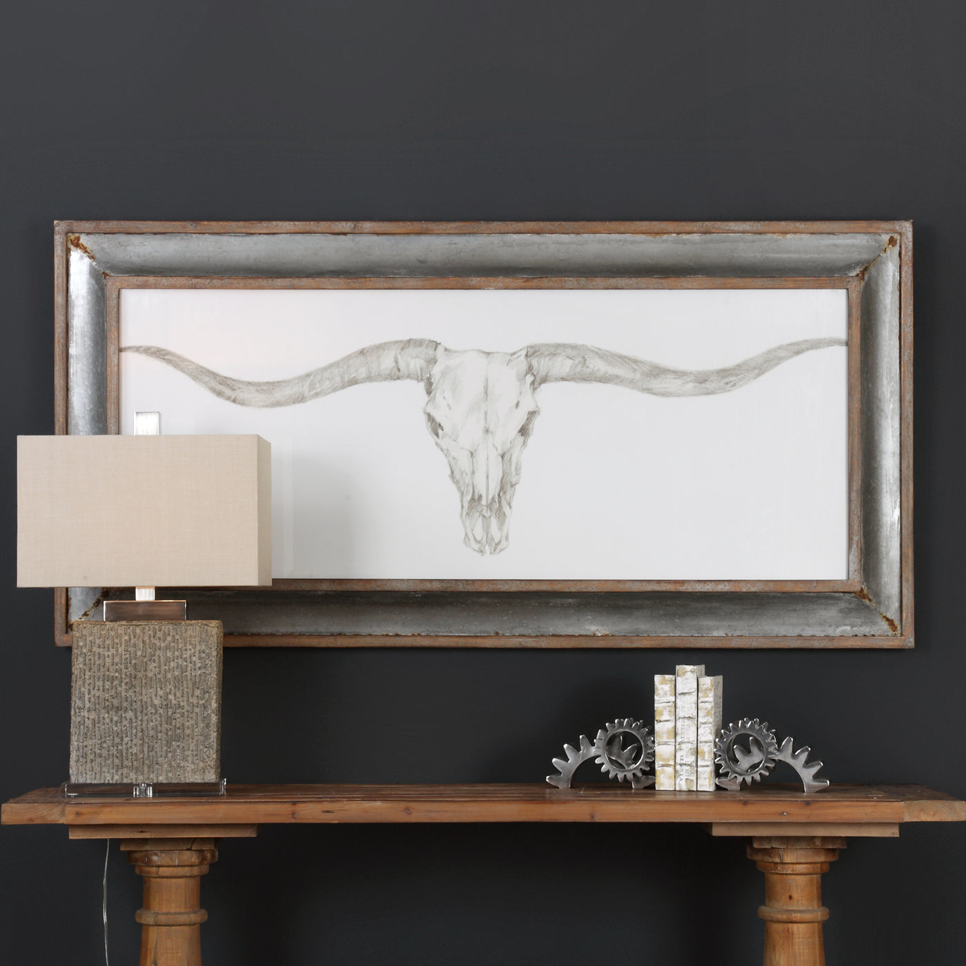 Rustic, Western Style Radiates From This Framed, Monochromatic Artwork. This Simple, Masculine Design Is Surrounded By A G...