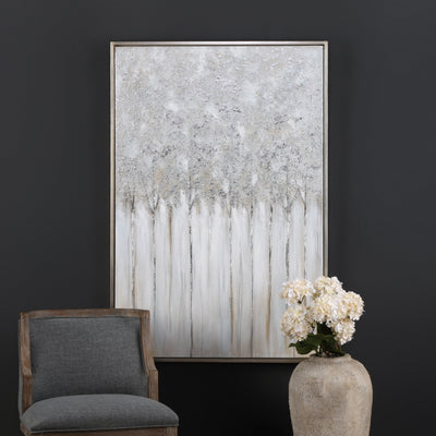 Complete A Transitional Design With This Refined, Hand Painted Landscape On Canvas. This Heavily Textured Artwork Features...