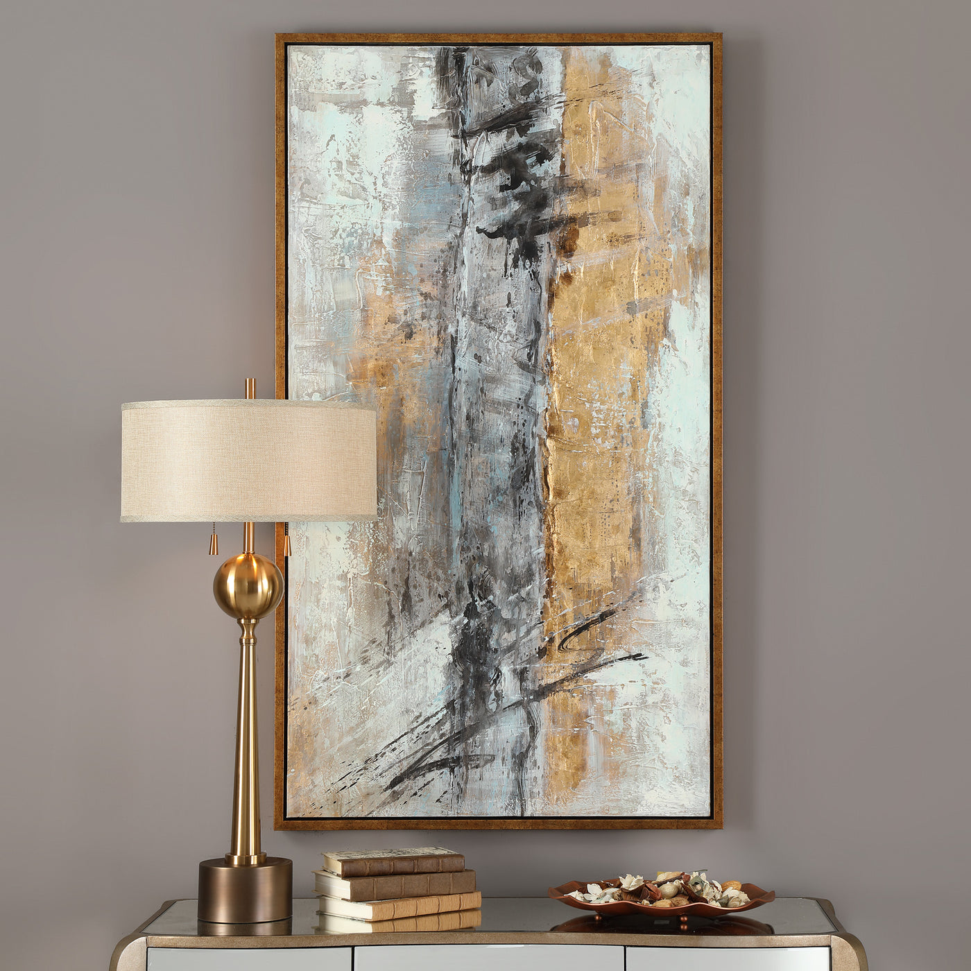 Evoking A Mid-century Modern Style, This Abstract Artwork On Canvas Showcases A Bold Design With A Subdued Palette. Large ...