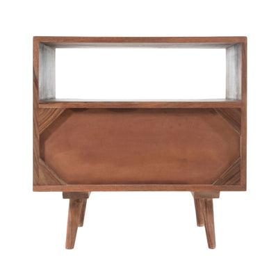 The O2 nightstand is a retro-inspired with a modern twist. Constructed with solid sheesham wood, this piece makes it resis...