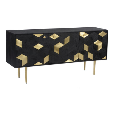 A sweet escape for all of your things. The Sapporo Sideboard features darkened natural mango wood juxtaposed with geometri...