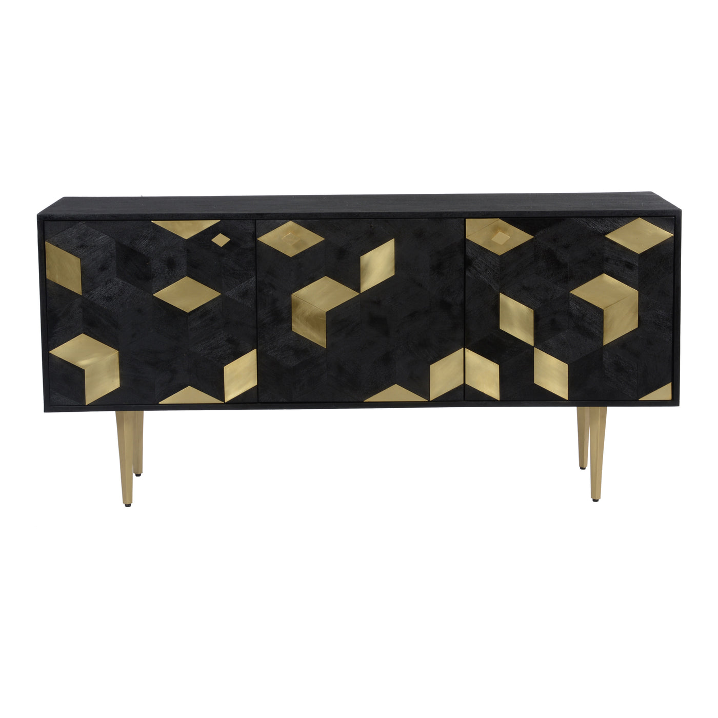 A sweet escape for all of your things. The Sapporo Sideboard features darkened natural mango wood juxtaposed with geometri...