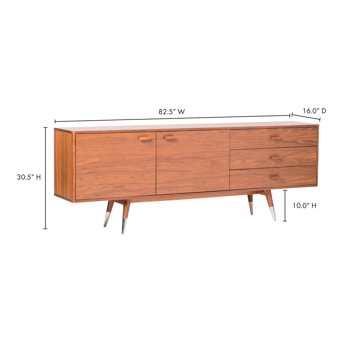 This Danish inspired sideboard is the perfect addition to any stylish dining room. Made of quality walnut-veneer and set o...