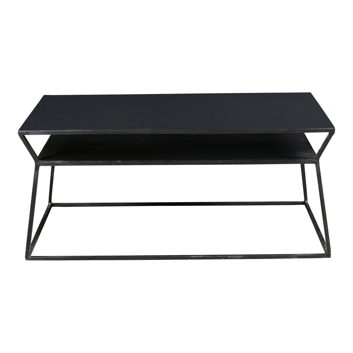 Ideal for small spaces, the Osaka Coffee Table features solid metal construction with a matt-black finish and two-tiered s...
