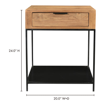 Made from solid teak wood, the Joliet Side Table brings a contemporary edge to your space. A single spacious drawer for a ...