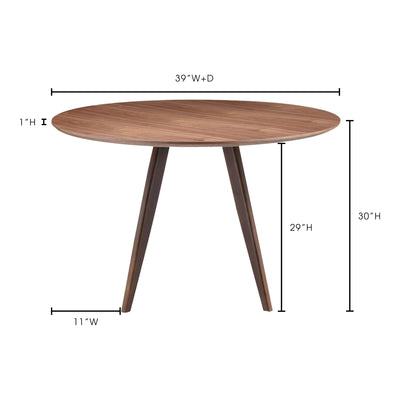 Simple, contemporary style. Perfect size for smaller dining area, condo or loft.
<h6>Dimensions</h6>
H= 30
W= 39
D= 39
<h6...