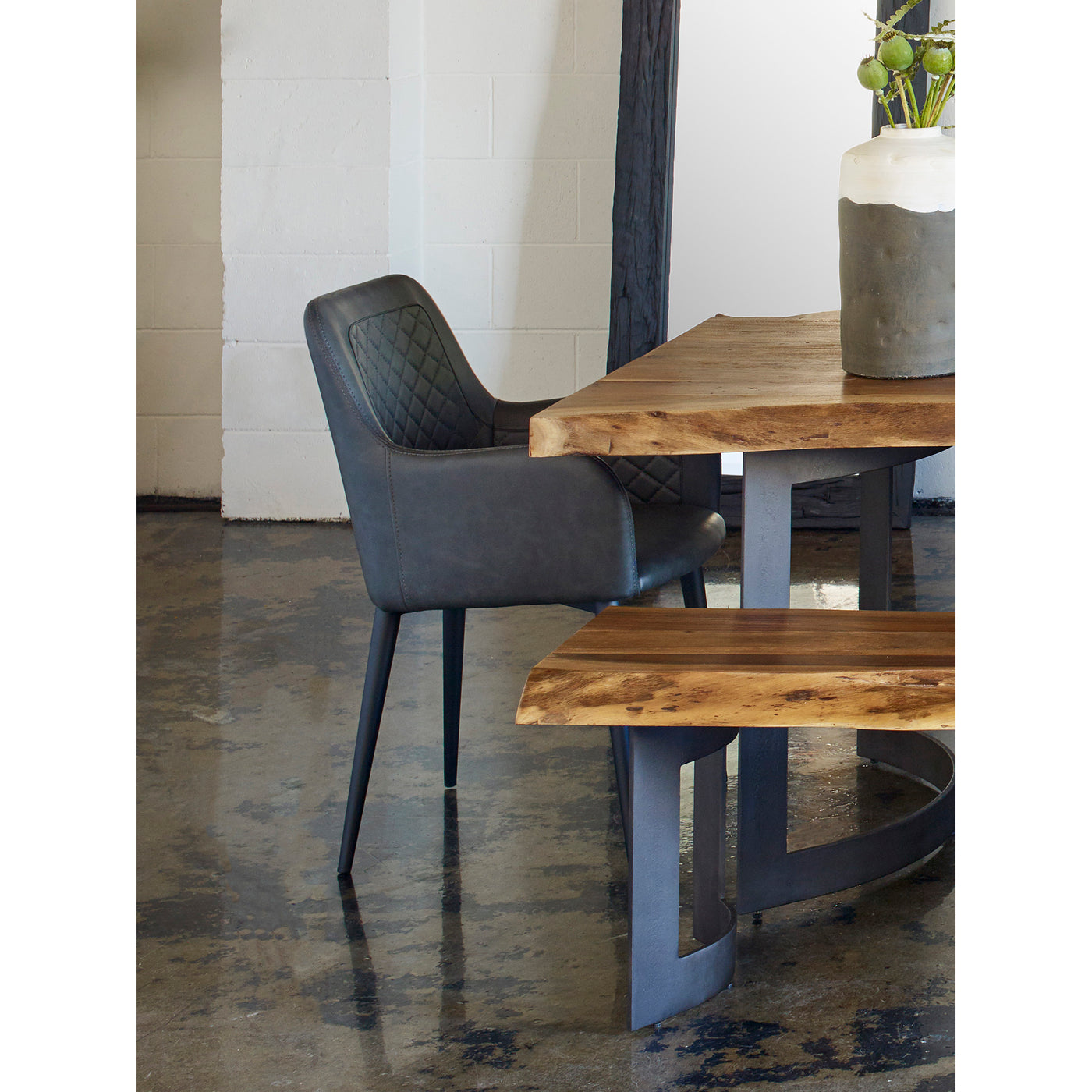 A refined and contemporary dining chair the Cantata is made with sturdy steel legs and a durable and easy-care polyurethan...