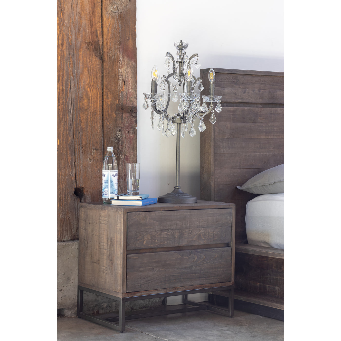 Give your bedroom a uniform industrial look with a rustic feel. Clean lines and industrial detailing make the Elena Nights...