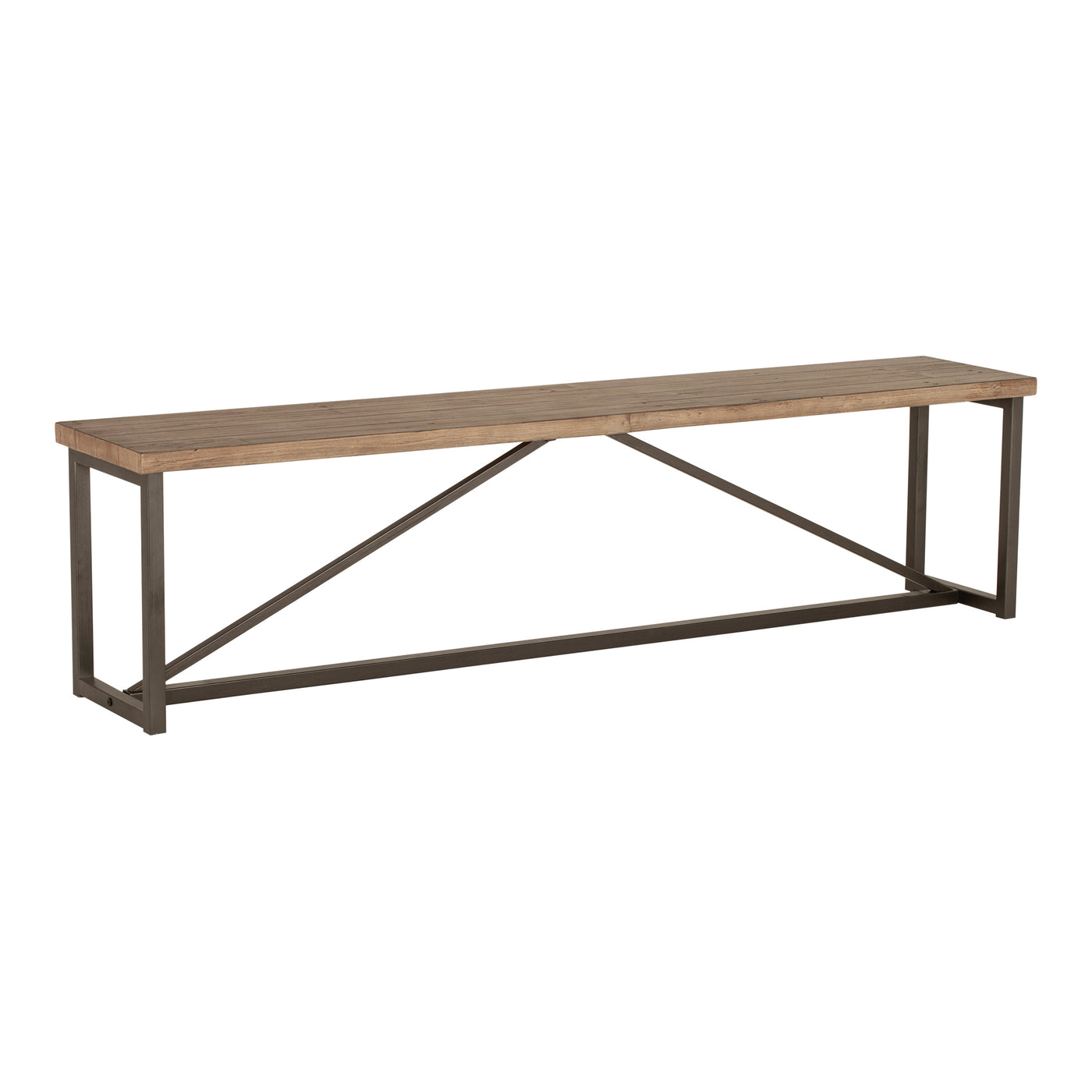 An airy metal base gives the Sierra Bench a sleek industrial look. Finished with a solid reclaimed pine top, this bench fe...