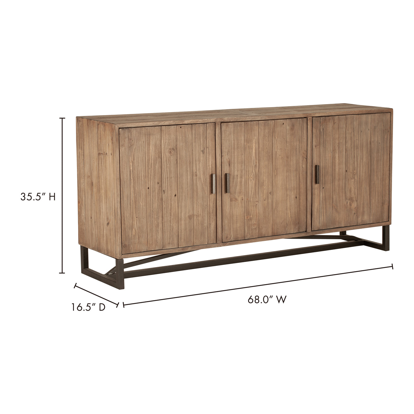 Made with solid reclaimed pine, the Sierra Sideboard exhibits natural woodgrain and knot variances.  Its six shelves provi...