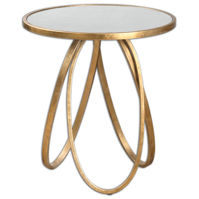 Graceful Loops Of Hand Forged Metal Finished In A Lightly Glazed Gold Leaf With An Antique Mirror Top.