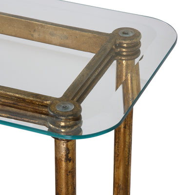Featuring Sophisticated Molding Details, This Elegant Console Table Has A Bright Gold Leaf Finish With Distressed Details ...