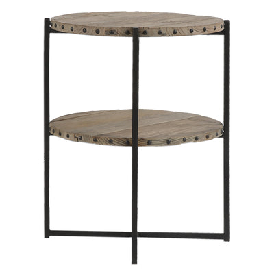 Double Layered Table Features Recycled Elm Wood Accented With Nail Details On An Iron Frame. Solid Wood Will Continue To M...