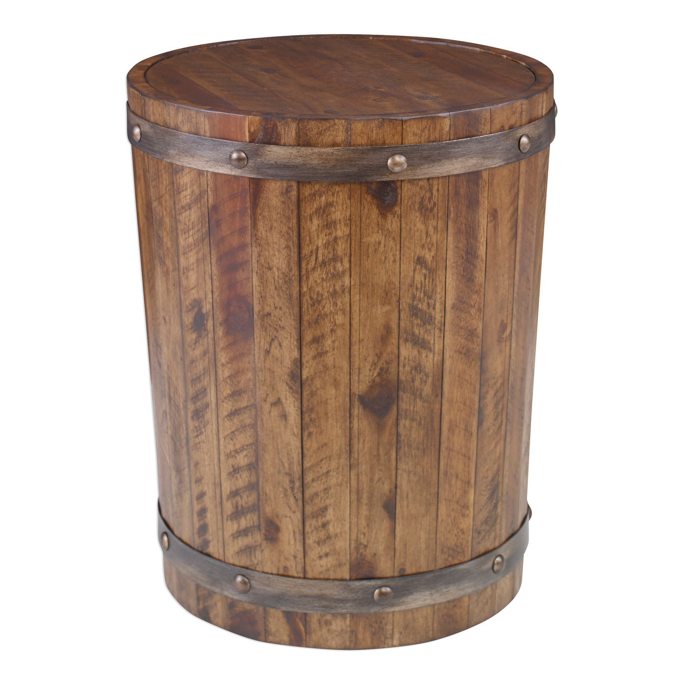 Capturing The Essence Of An Authentic Wine Barrel, This Solid Distressed Acacia Wood Piece Is Finished In A Weathered Waln...