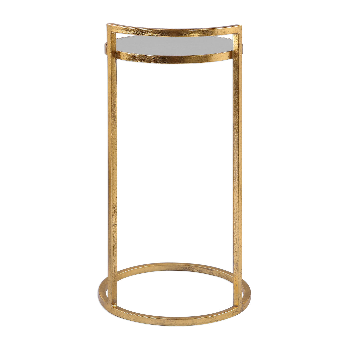 Solidly Constructed Of Hand Forged Iron, This Accent Table Is Finished In A Bright Gold Leaf, Complete With A Mirrored Top.