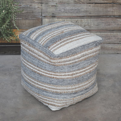 Handwoven Fabric In Light Gray, Cream, And Natural Tones That Create Extra Durability. Has Versatile Use As An Ottoman, Ex...