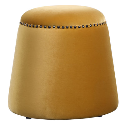 This Plush Ottoman Is Covered In A Luxurious Mustard Yellow Velvet With Black Nickel Nail Head Details. Versatile And Styl...