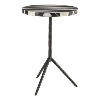 A Unique Blend Of Classic And Modern Details, This Round Accent Table Showcases An Asymmetrically Striped Black And White ...