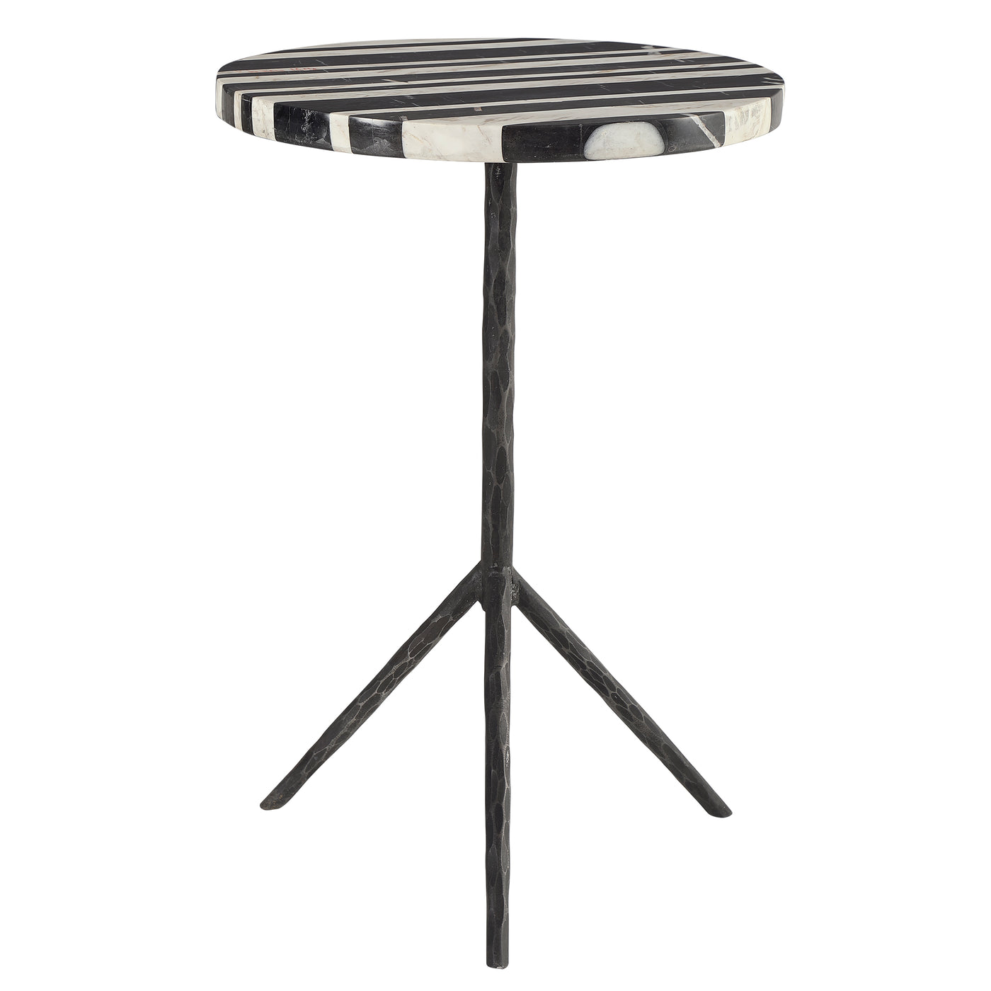 A Unique Blend Of Classic And Modern Details, This Round Accent Table Showcases An Asymmetrically Striped Black And White ...