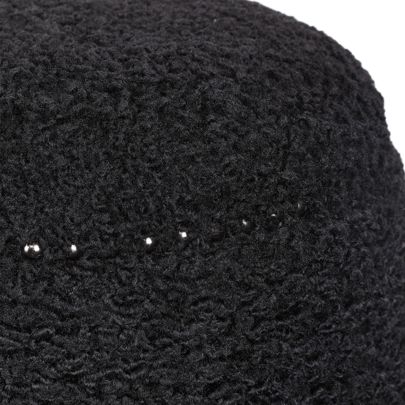 This Plush Ottoman Is Covered In A Luxurious Faux Black Shearling With Black Nickel Nail Head Details. Versatile And Styli...