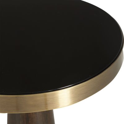 Sleek And Contemporary, This Accent Table Features A Black Glass Top With A Tapered Wooden Base In A Dark Espresso Finish ...