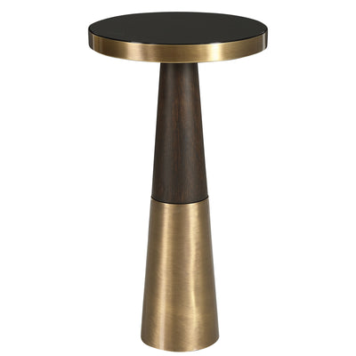 Sleek And Contemporary, This Accent Table Features A Black Glass Top With A Tapered Wooden Base In A Dark Espresso Finish ...