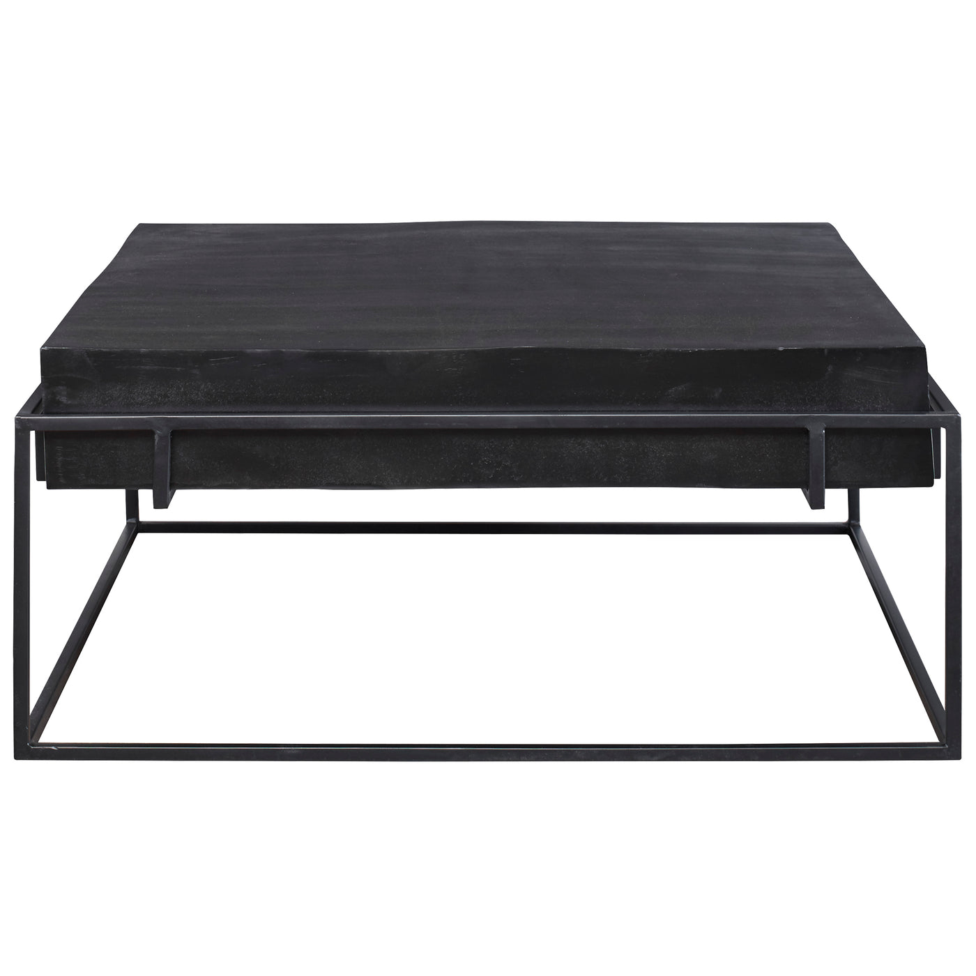 With Modern Minimalist Styling, This Coffee Table Features A Thick Cast Aluminum Top With Natural Texturing Finished In A ...
