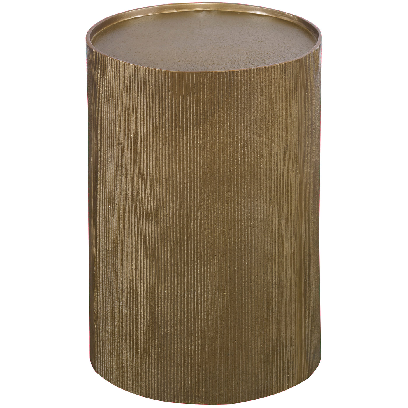 The Adrina Accent Table Features A Versatile Design In Cast Aluminum With A Heavily Textured Reeded Exterior Finished In A...