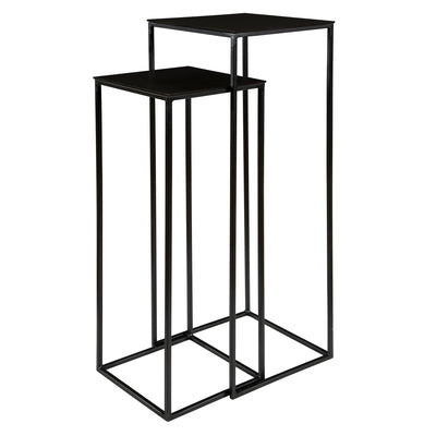 Functional Nesting Pedestals Constructed In An Aged Black Iron, Featuring A Textured Cast Aluminum Slab Top Finished In A ...